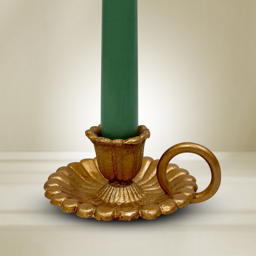 Austrian Artisan LUMOS candle stand for decor, featuring elegant metal design with a candle holder and decorative accents.